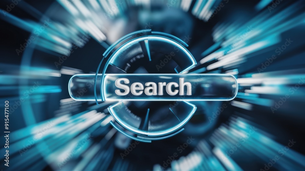 Poster closeup of illuminated search engine bar on a blurred background digital search optimization theme 3