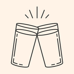 Beer cheers. Two glasses of beer icons.Friendship concept.Two toasting beer mugs, Cheers. Clinking glass symbol.Flat graphic vector illustration EPS10