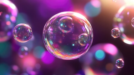 A modern and artistic background with floating soap bubbles reflecting a range of colors, creating a lively and engaging visual experience.