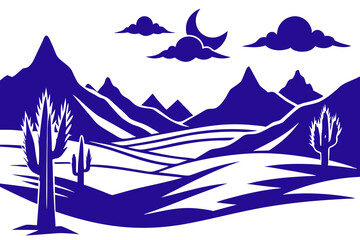 Create desert Landscape silhouette vector