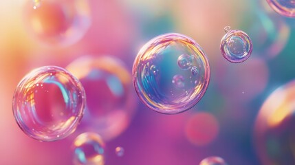 Naklejka premium A vibrant soap bubble scene with dynamic reflections and colorful patterns, adding energy and creativity to your visual content.