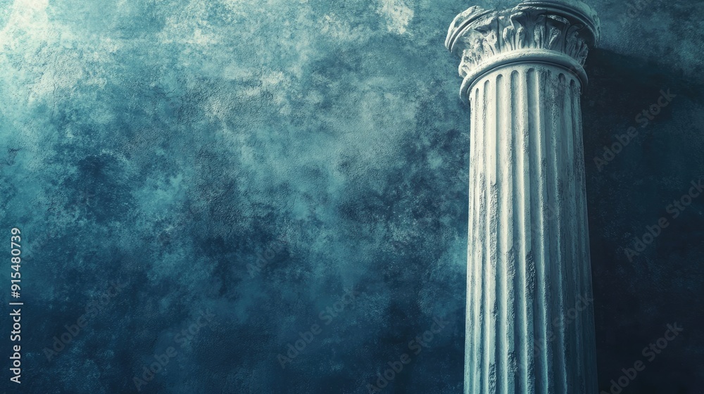 Fototapete abstract background featuring a single roman column with ample space for text in the middle. the ble