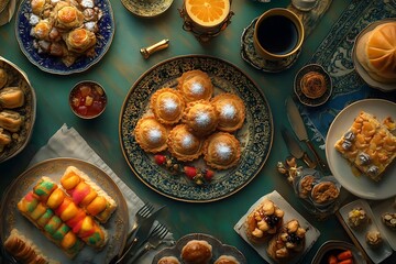 Gourmet Pastry Platter with Coffee and Citrus - A Culinary Delight - Food Photography
