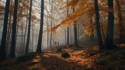 Obraz premium A foggy forest