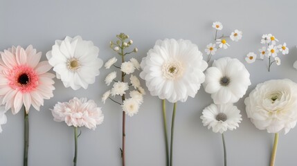 Fototapeta premium Elegant White Flowers Displayed on Neutral Background With Soft Lighting