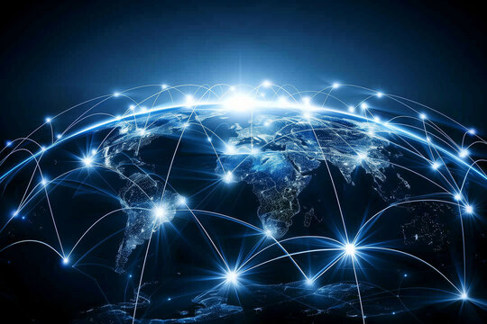 Gobal business, World map and line composition, Network connection concept.