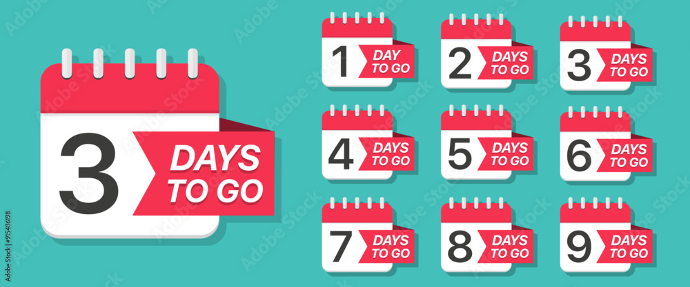 Poster calendar deadline with day to go in a flat design