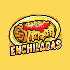 Enchiladas Logo Design Vector with Oval background and Bright Colors