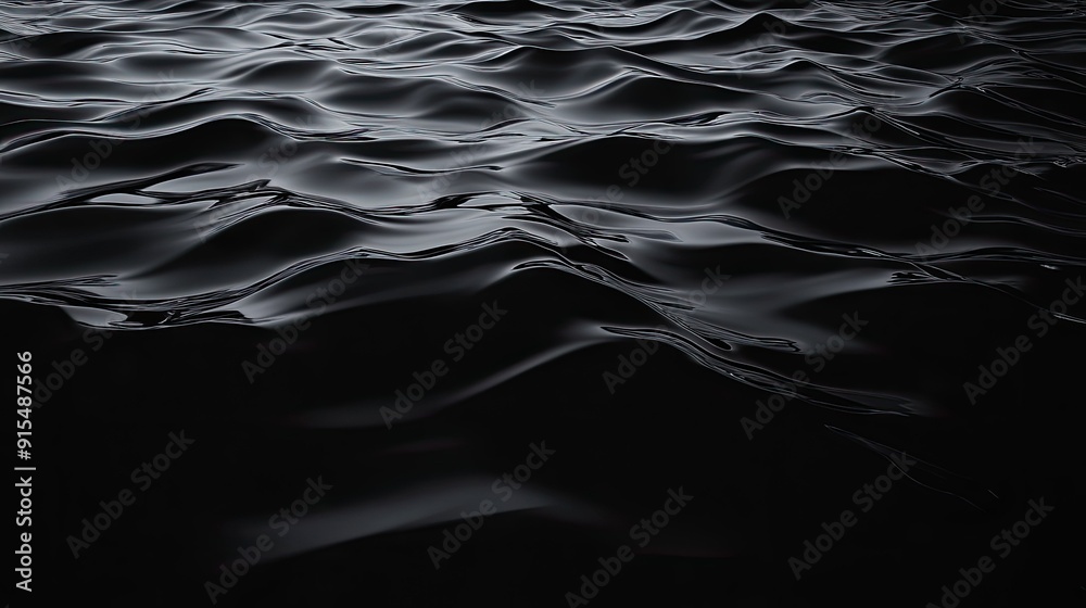 Poster smooth 3d black background with gentle waves and subtle lighting, creating a calm and serene atmosph