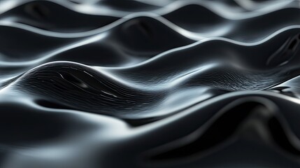 Fototapeta premium Smooth 3D black background with gentle waves and soft lighting, creating a calming and peaceful effect.