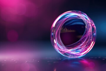 Abstract glowing orb with vibrant colors in a futuristic setting, providing a sense of energy and mystery against a dark background.