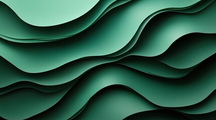 Obraz premium Smooth 3D dark green background with gentle gradients and soft transitions, creating a calming and soothing effect.