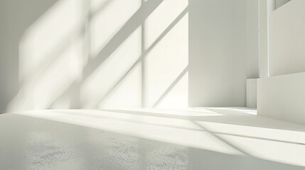Obraz premium Minimalist Interior Design with Sunlit Walls and Shadows in a Modern Space
