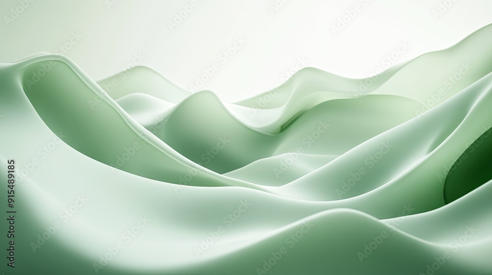 Poster subtle 3d light green background with smooth gradients and soft lighting, creating a refined and ele