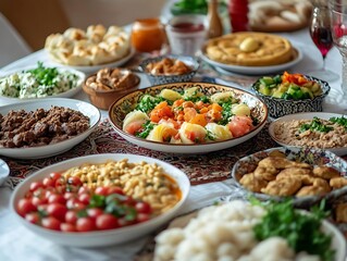 Delicious Traditional Middle Eastern Food Platter - A Photo