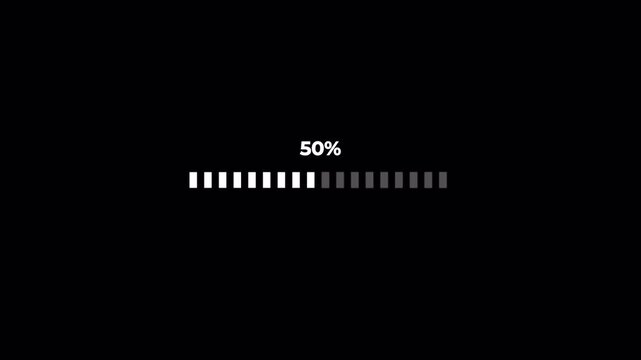 progress bar from 0 to 100% animation with alpha channel, white loading bar animate on a white background, 4k Video	