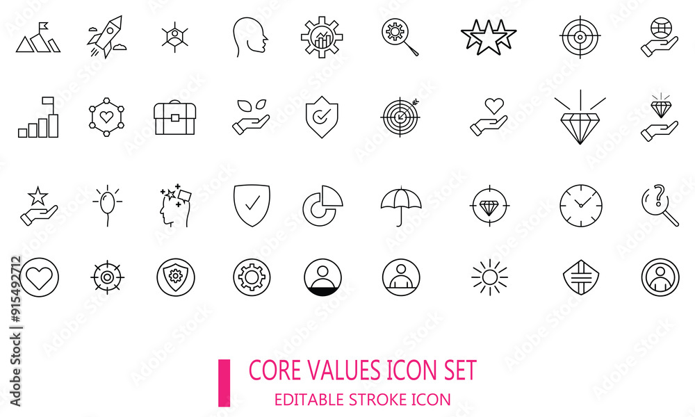 Wall mural core values set of icons for your design vector illustrator.