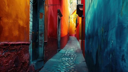 Obraz premium Colorful alley in San Miguel de Allende, Mexico