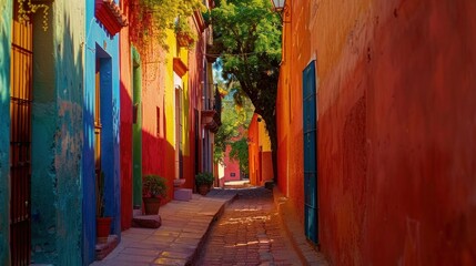 Obraz premium Colorful alley in San Miguel de Allende, Mexico