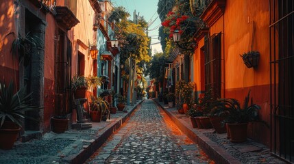 Obraz premium Colorful alley in San Miguel de Allende, Mexico