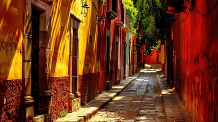 Obraz premium Colorful alley in San Miguel de Allende, Mexico