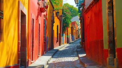 Obraz premium Colorful alley in San Miguel de Allende, Mexico