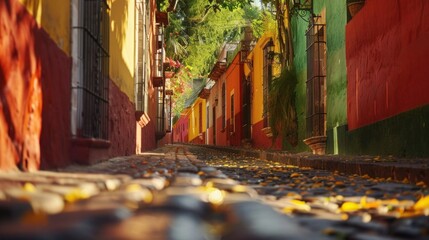 Fototapeta premium Colorful alley in San Miguel de Allende, Mexico