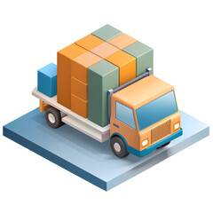 3D flat logistic icon with copy space for business reports - enhance visual presentations with clear logistics illustrations in doodle line cartoon style.