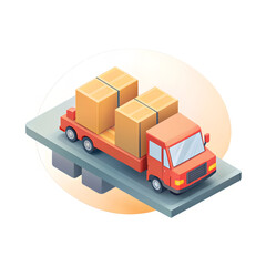 3D flat icon logistic illustration with copy space for business reports. Enhance reports with clear visual logistics. Doodle line cartoon style.