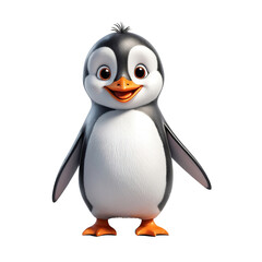 Obraz premium 3D cartoon of a cute little penguin standing on an iceberg, isolated transparent background. png.