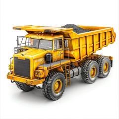 Obraz premium Industrial dump truck, isolated on white, elevated view, finely detailed, professional quality, clear and sharp image
