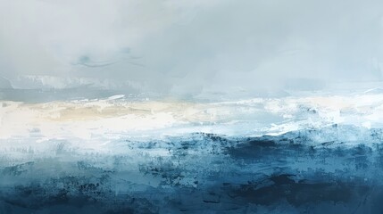 A serene expanse of blended hues creates a calming and meditative composition. The abstract forms flow seamlessly, guiding the viewer's eye through a tranquil landscape.