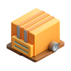 3D flat logistic icon with copy space, ideal for project planning in doodle cartoon style