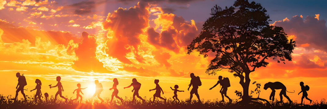 Design an infographic showing the impact of climate change on the evolutionary paths of early humans