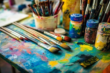 A set of art supplies