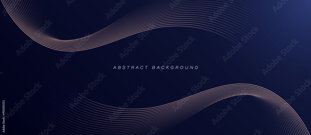 Wall mural Dark abstract background with golden wave. Smooth wave. Shiny moving lines element. Modern luxury template design. Suit for banner, invitation, flyer, poster, presentation, business, website