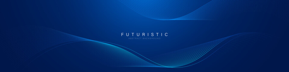 Futuristic abstract background with glowing wave. Shiny moving lines design element. Modern blue gradient flowing wave lines. Technology concept. Vector illustration