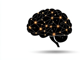 Minimalist illustration of a brain with glowing connections
