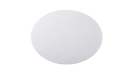 Blank white round paper sticker label isolated on transparent background