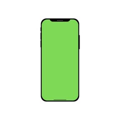 Phone mockups. Mobile mockups. Phone icon. Mobile icon. Smartphone. Cellphone frame with blank green screen isolated templates.