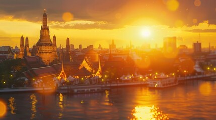 Fototapeta premium Wat Arun Temple at sunset landmark of Bangkok, Thailand