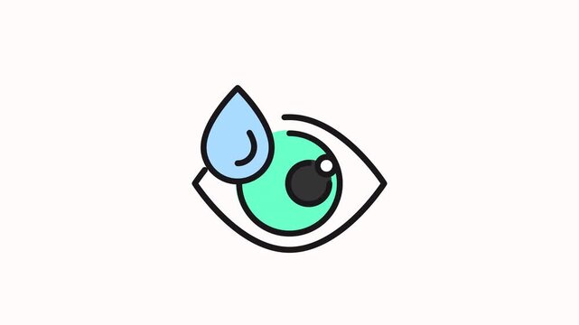 icon motion Eye with blue teardrop symbolizing eye irritation or dryness. 
