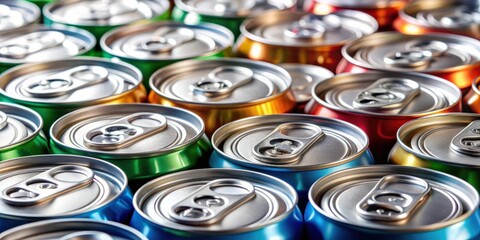 Close-up of various empty aluminum cans, recycling, metal, beverage, aluminum, recycling, environment, recycling, soda