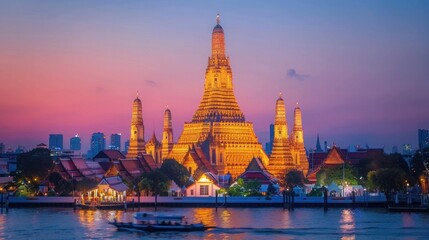 Fototapeta premium Wat Arun Temple at sunset landmark of Bangkok, Thailand