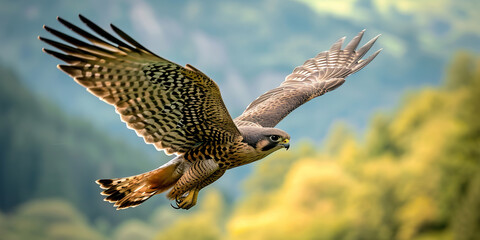 Obraz premium A Peregrine Falcon Soaring Through the Air.