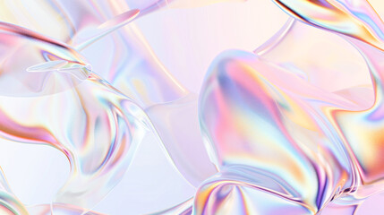 Trendy Holographic Texture pastel background. Digital Fluid, crystal design, glassmorphism, pearlescent liquid glass. Contemporary Purple Shiny Background. Fantasy Light. Vibrant Hologram Gradient