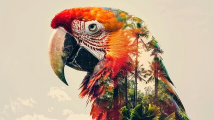 Fototapeta premium Colorful parrot with a creative twist, a unique blend of nature and imagination.