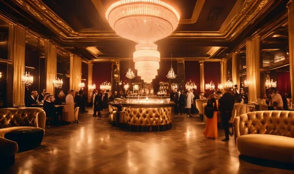 Interactive Mixology Experience: Walk to a table where a mixologist is giving a brief, interactive cocktail-making demonstration to guests, highlighting the engagement and luxury.