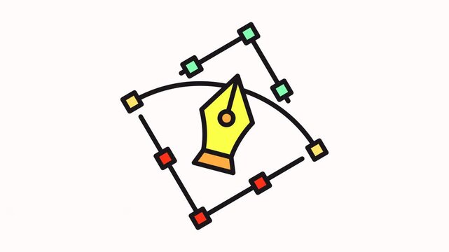 icon motion Pen tool inside a square with corner anchor points. 
