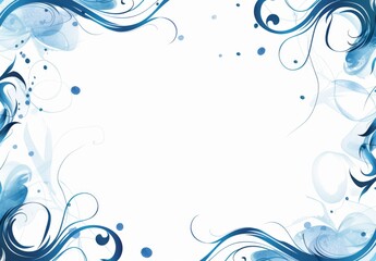 Simple Blue Frame Design for Award Certificate with Dots and Swirls, White Background, Vector Graphics

